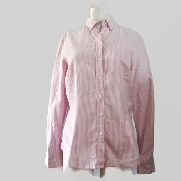 Charles Tyrwhitt Women's Long Sleeve Shirt Size 8 Striped Pink Button Down - Picture 1 of 8